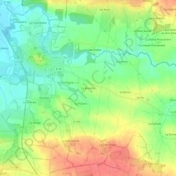 Mappa topografica La Blunière, altitudine, rilievo
