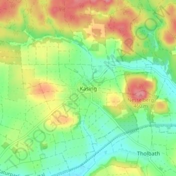 Mappa topografica Kasing, altitudine, rilievo
