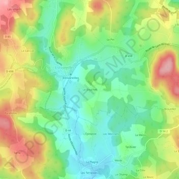 Mappa topografica Le Bouchet, altitudine, rilievo