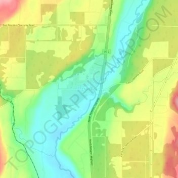 Mappa topografica Chattaroy, altitudine, rilievo