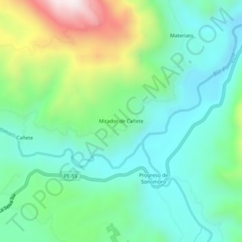 Mappa topografica Cañete, altitudine, rilievo