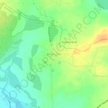 Mappa topografica Athangudi, altitudine, rilievo