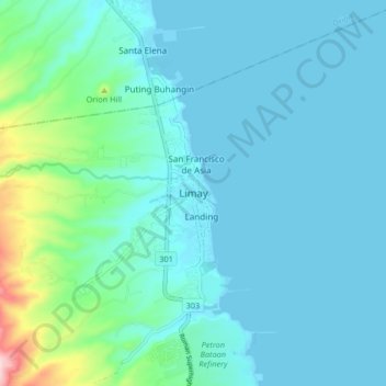 Mappa topografica Limay, altitudine, rilievo
