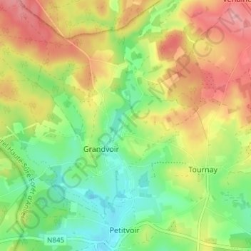 Mappa topografica Fineuse, altitudine, rilievo