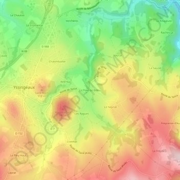 Mappa topografica Le Pont de Belou, altitudine, rilievo