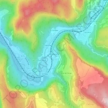 Mappa topografica Montferrand, altitudine, rilievo