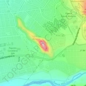 Mappa topografica Cerro La Ballena, altitudine, rilievo