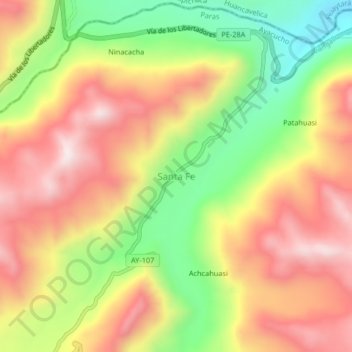 Mappa topografica Santa Fe, altitudine, rilievo