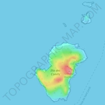 Mappa topografica Es Rost de Cala Estreta, altitudine, rilievo