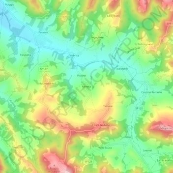 Mappa topografica Mereta, altitudine, rilievo