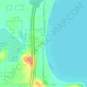 Mappa topografica Higgins Lake, altitudine, rilievo