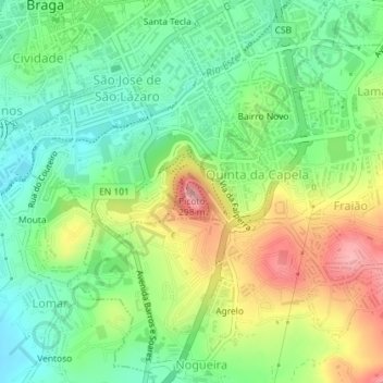 Mappa topografica Picoto, altitudine, rilievo