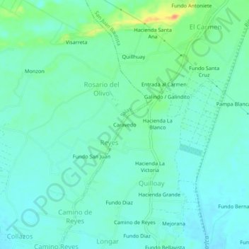 Mappa topografica Caravedo, altitudine, rilievo