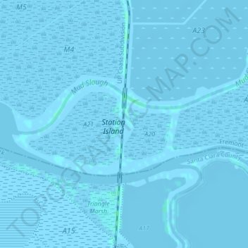 Mappa topografica Drawbridge, altitudine, rilievo