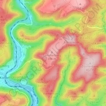 Mappa topografica Hochmark, altitudine, rilievo