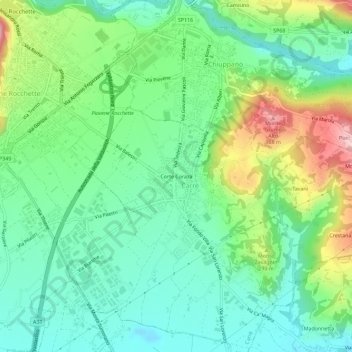 Mappa topografica Corte Coraza, altitudine, rilievo