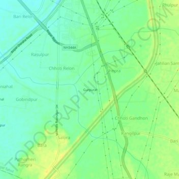 Mappa topografica Gurpura, altitudine, rilievo