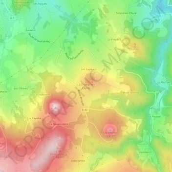 Mappa topografica La Champ des Cayres, altitudine, rilievo