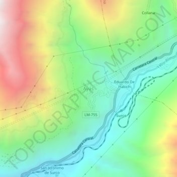 Mappa topografica Ayas, altitudine, rilievo