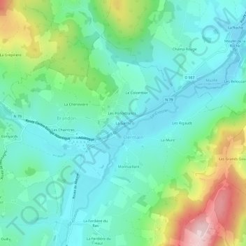 Mappa topografica La Garde, altitudine, rilievo