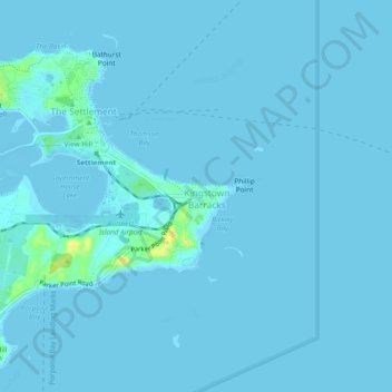 Mappa topografica Kingstown, altitudine, rilievo