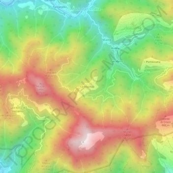 Mappa topografica Farnocchia, altitudine, rilievo