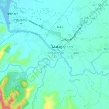 Mappa topografica Pinagsanhan B, altitudine, rilievo