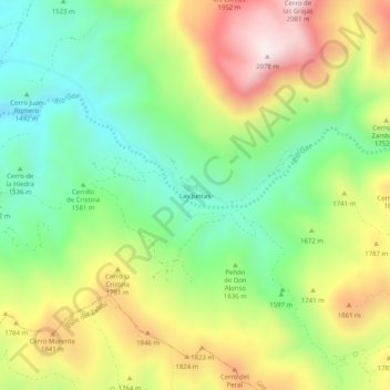 Mappa topografica Las Juntas, altitudine, rilievo