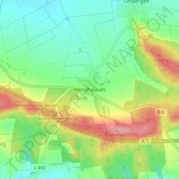 Mappa topografica Wendhausen, altitudine, rilievo