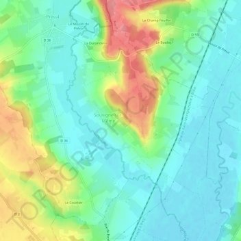Mappa topografica Le Chaudron, altitudine, rilievo