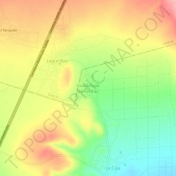 Mappa topografica Guadalupe de los Faz, altitudine, rilievo
