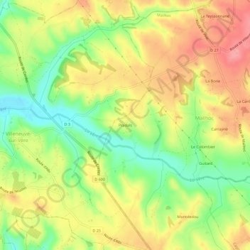 Mappa topografica Pradals, altitudine, rilievo