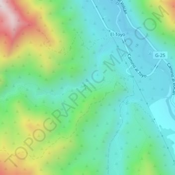 Mappa topografica Guayacán, altitudine, rilievo