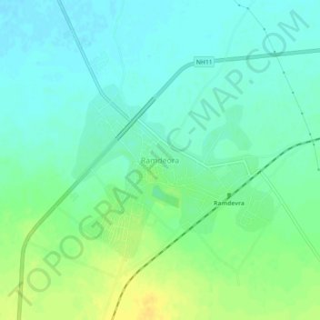 Mappa topografica Ramdeora, altitudine, rilievo