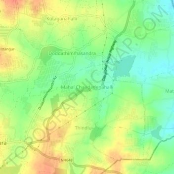 Mappa topografica Mahal Chaudadenahalli, altitudine, rilievo