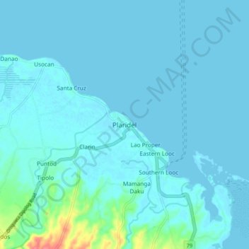 Mappa topografica Plaridel, altitudine, rilievo