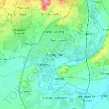 Mappa topografica Abingdon, altitudine, rilievo