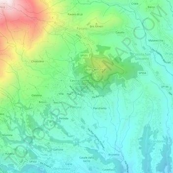 Mappa topografica Cascina Emilia, altitudine, rilievo