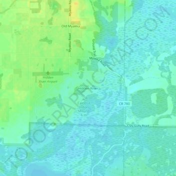 Mappa topografica Hidden River, altitudine, rilievo
