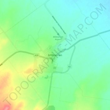 Mappa topografica Millmerran, altitudine, rilievo