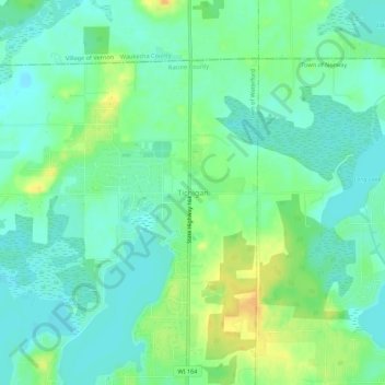 Mappa topografica Tichigan, altitudine, rilievo