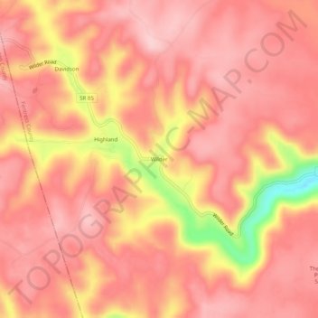 Mappa topografica Wilder, altitudine, rilievo