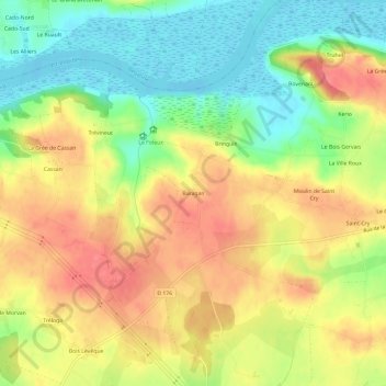 Mappa topografica Baragan, altitudine, rilievo