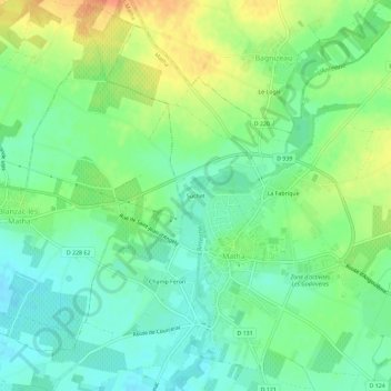 Mappa topografica Suchet, altitudine, rilievo
