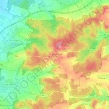 Mappa topografica Oberwittelsbach, altitudine, rilievo