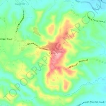 Mappa topografica Cacao, altitudine, rilievo