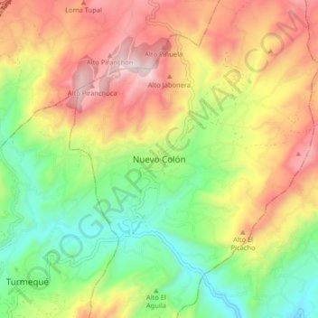 Mappa topografica Nuevo Colón, altitudine, rilievo