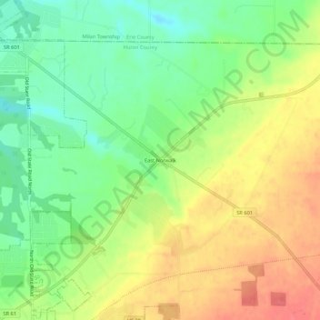 Mappa topografica East Norwalk, altitudine, rilievo