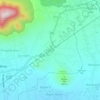 Mappa topografica Ibabao, altitudine, rilievo