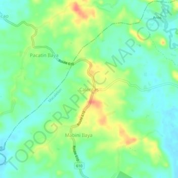 Mappa topografica Calantas, altitudine, rilievo